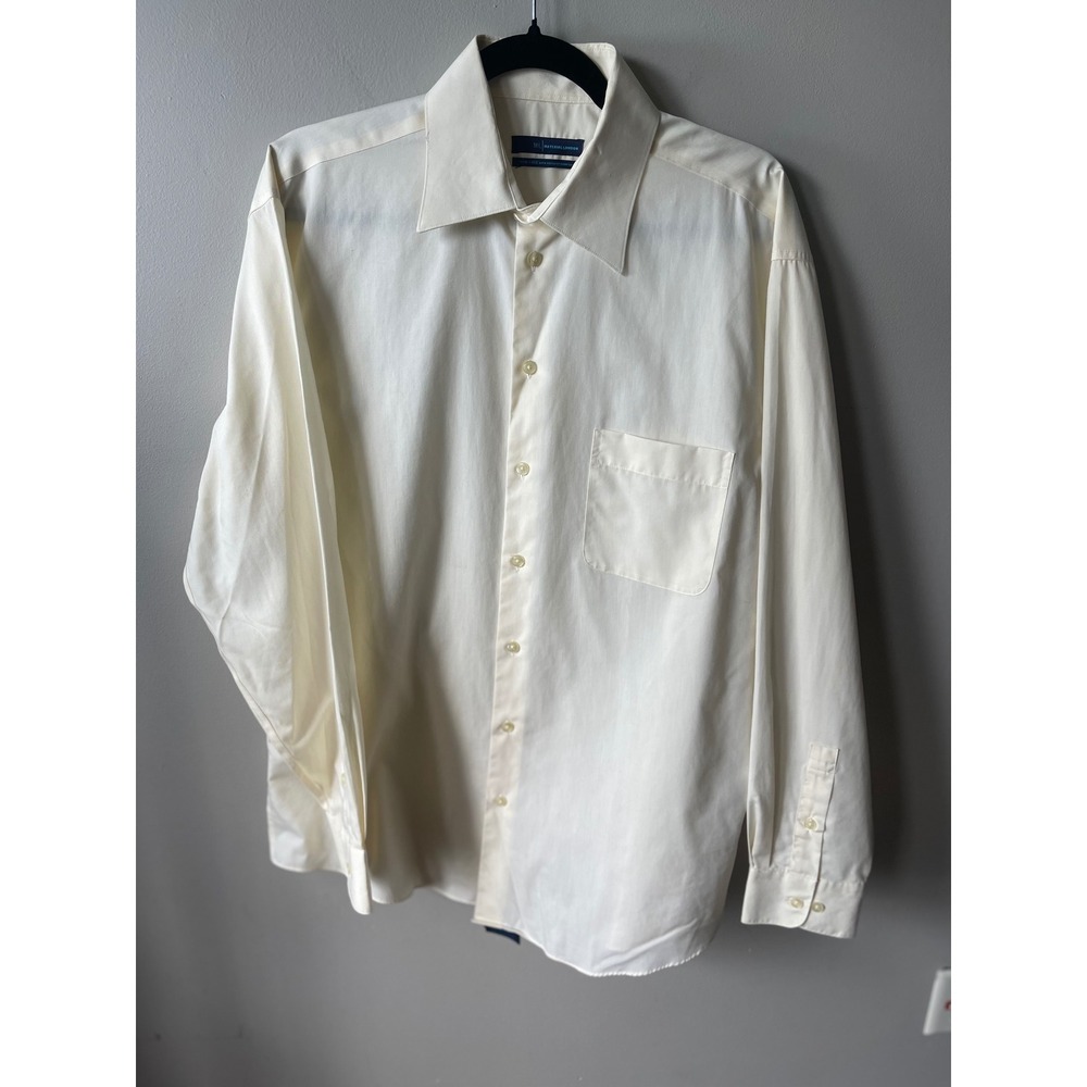 Material London Mens Iron-Free Dress Shirt Long Sleeve Cream Off-White XL